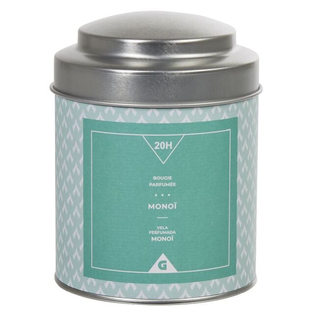 Bougie parfum&eacute;e dans pot en m&eacute;tal senteur mono&iuml;