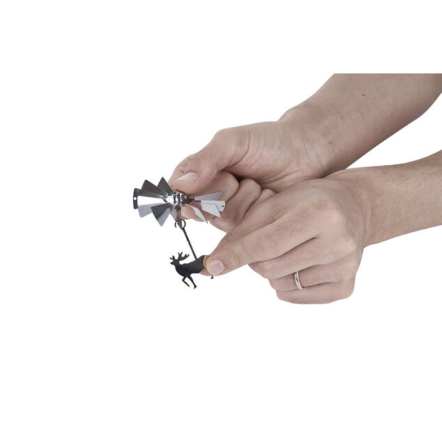 Photophore caroussel renne de Noël gris argenté