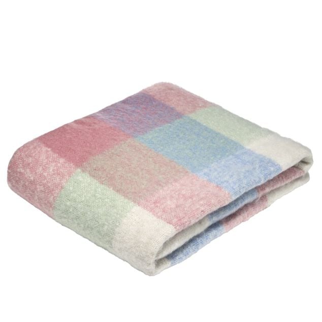 Plaid &eacute;pais colorblock 130x160cm (2 mod&egrave;les bleu ou rose)