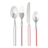 M&eacute;nag&egrave;re 16 pi&egrave;ces inox et plastique bayad&egrave;re blanc et rouge