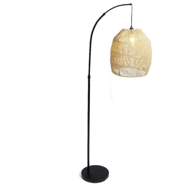 Lampadaire avec abat-jour papier tress&eacute; &Oslash;33xH185cm