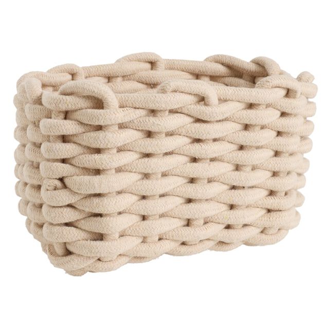 Pani&egrave;re salle de bain tissu tress&eacute; 20x15xH13cm (2 mod&egrave;les beige ou rose)