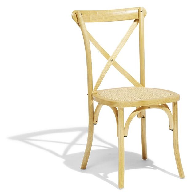 Chaise empilable Juliette dos crois&eacute; 46x52x89cm bois naturel