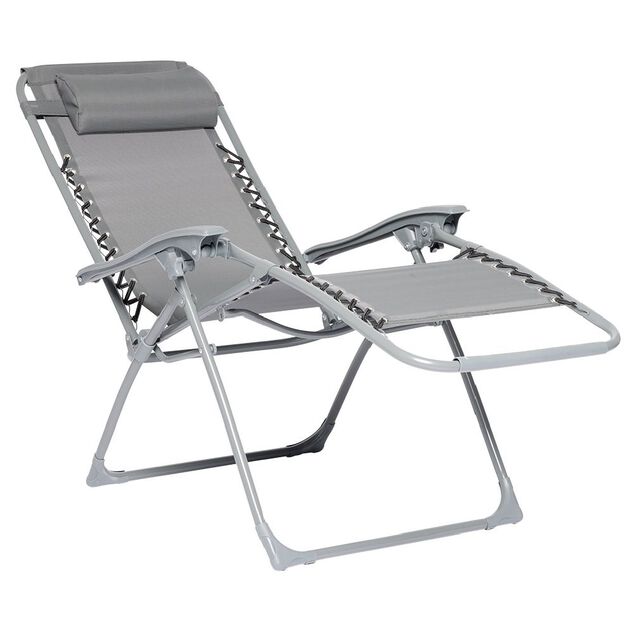 Fauteuil relax inclinable avec t&ecirc;ti&egrave;re gris