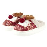 Chaussons de No&euml;l forme renne L24X23XH2 cm rouge