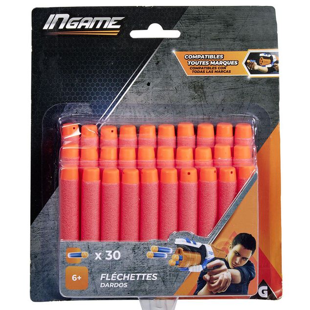 Fl&eacute;chette en mousse bleu et rouge x30