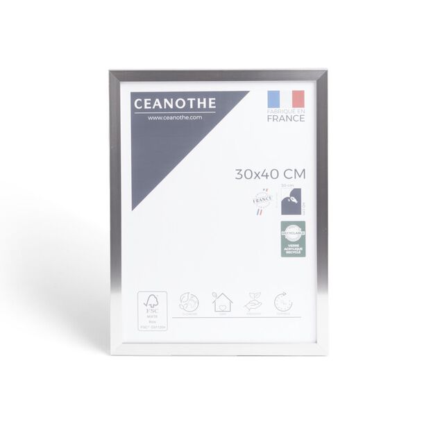 Cadre photo r&eacute;sine gris acier 32,7x42,7cm pour photo 30x40cm
