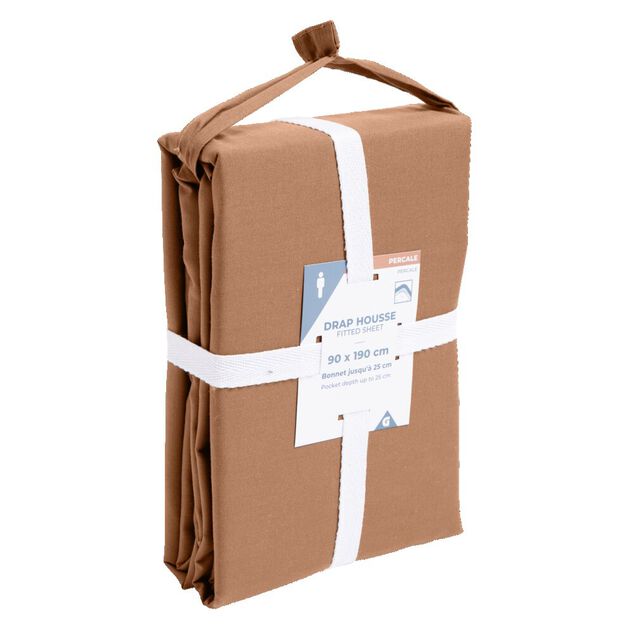Drap housse 90x190cm 100% coton percale rouge