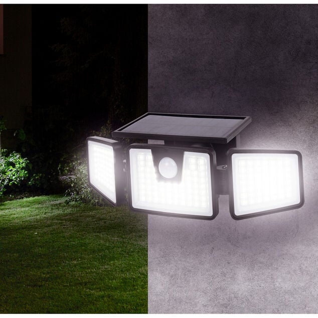 Lampe solaire triple LED 550 lumens d&eacute;tecteur de mouvement