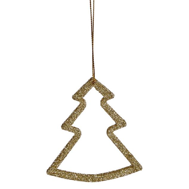 Décoration sapin Noël à suspendre étoile/sapin/boule doré x6