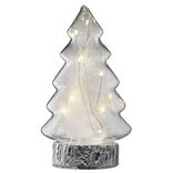 Sapin en verre lumineux 10 LED blanc chaud H21,5 cm