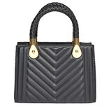 Sac &agrave; main simili noir avec d&eacute;tails dor&eacute;s et bandouli&egrave;re amovible 20x9xH13,5cm