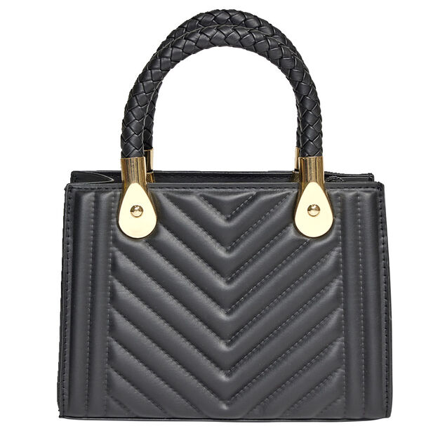 Sac &agrave; main simili noir avec d&eacute;tails dor&eacute;s et bandouli&egrave;re amovible 20x9xH13,5cm