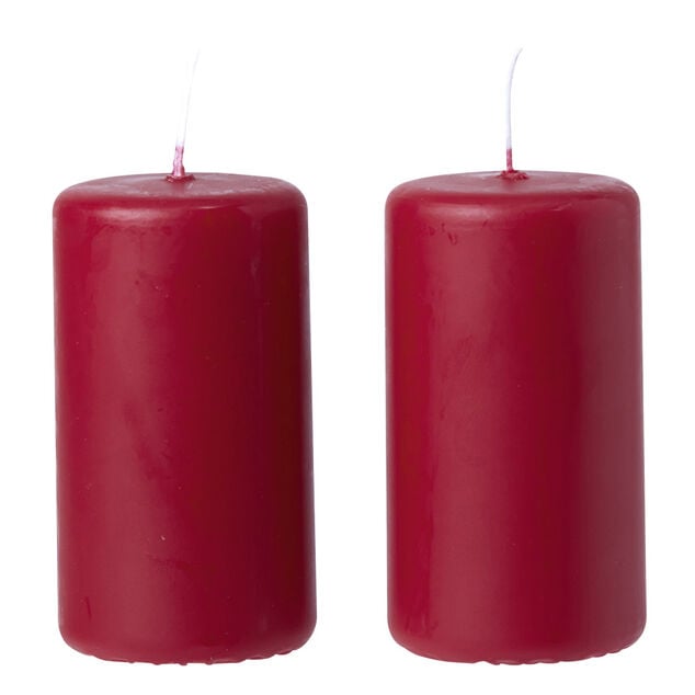Bougie pilier rouge &Oslash;5xH9,5 cm x2
