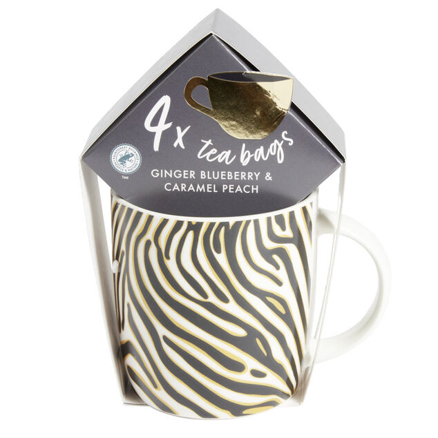 Ensemble mug en fa&iuml;ence avec 4 sachets de th&eacute;