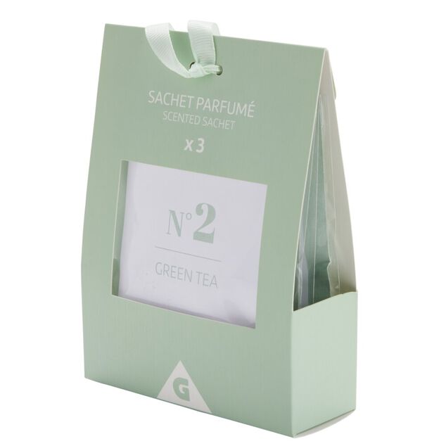 D&eacute;sodorisant sachet parfum&eacute; senteur th&eacute; vert 3x15gr