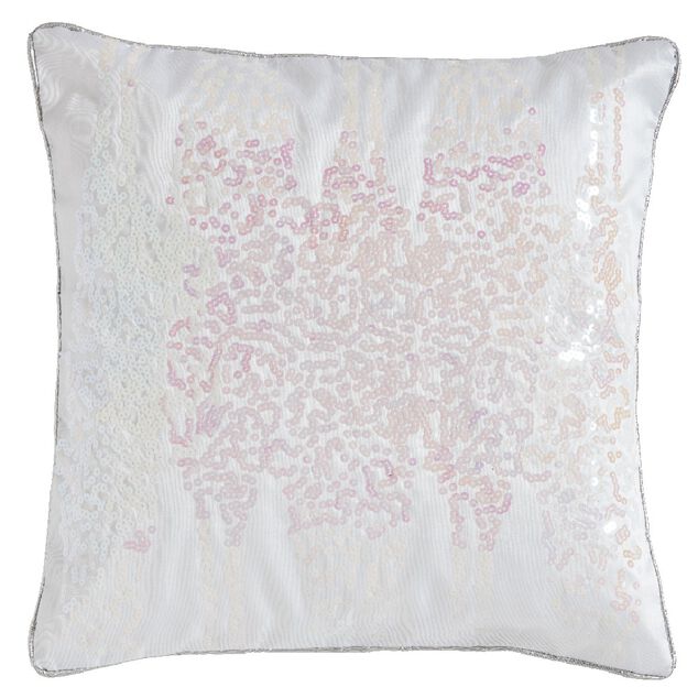 Housse coussin blanc brillant &agrave; sequins collection Serenity