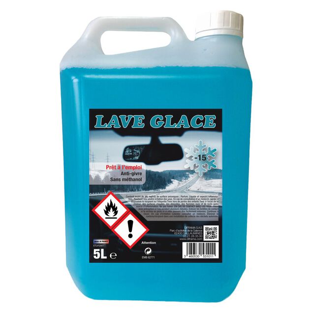 Lave-glace -15&deg;C d&eacute;moustiqueur d&eacute;graissant sans m&eacute;thanol 5L