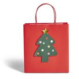 Sac cadeau Noël rouge motif sapin 24xH25cm