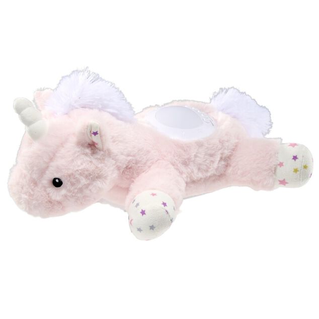 Peluche projecteur licorne veilleuse lumineuse polyester rose 35x20x15cm