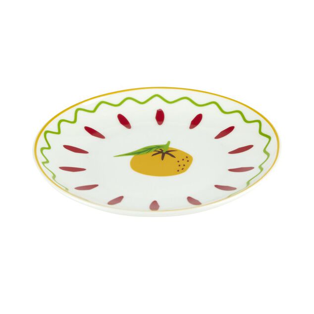 Assiette plate ronde x4 porcelaine motif agrume &Oslash;15cm (2 mod&egrave;les)
