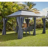 Tonnelle rectangulaire Sicile double toit grise UPF50+ 400x300xH287cm 12m&sup2;