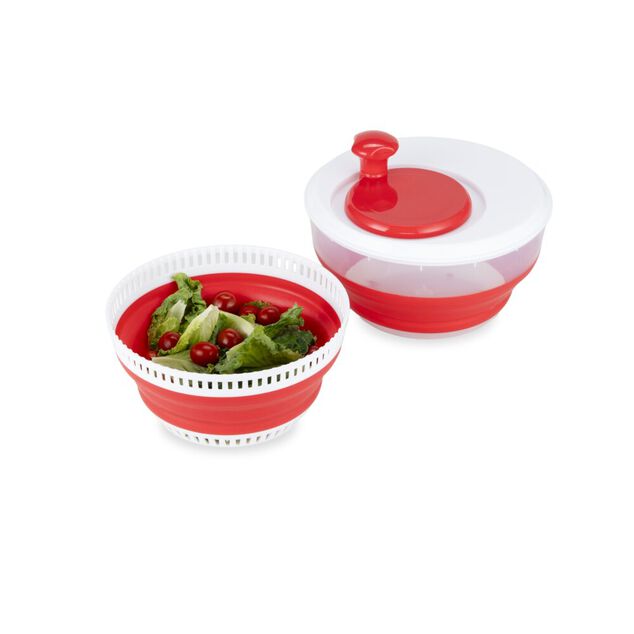 Essoreuse pliable r&eacute;tractable plastique rouge et blanc &Oslash;24,5xH19cm