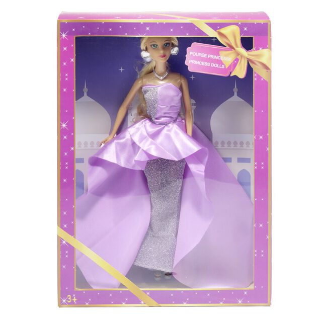 Poup&eacute;e mannequin avec robe de princesse 20x4xH29cm (3 mod&egrave;les)
