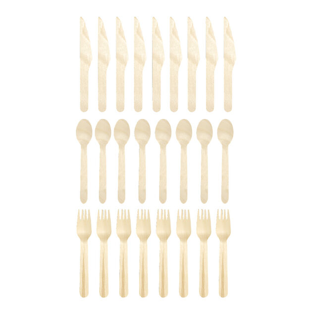 Lot de 24 couverts en bois