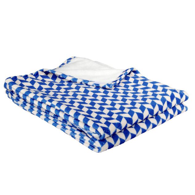 Plaid motif chevrons bicolore 130x160cm (2 mod&egrave;les jaune ou bleu)