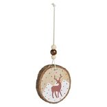 Décoration à suspendre rondin bois animaux de la forêt Ø6cm