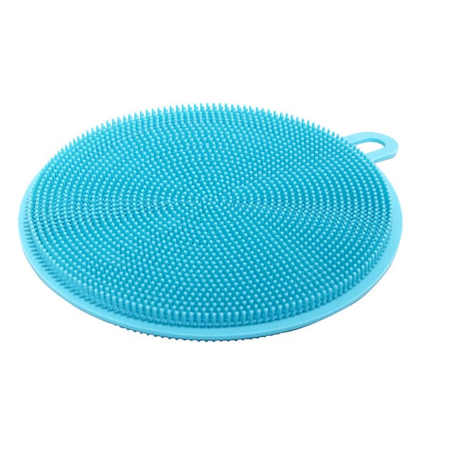 Lot de 2 &eacute;ponges silicone jaune et bleu 13x11,5cm