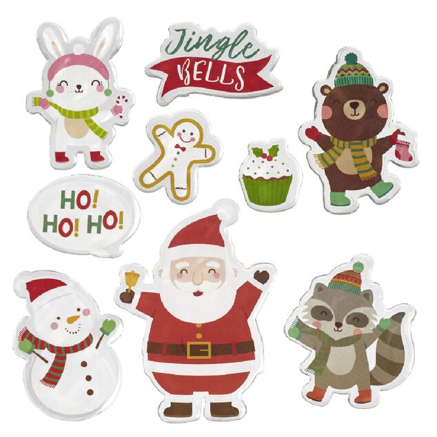 Sticker gel Père Noël Lapin Ourson pour fenêtre