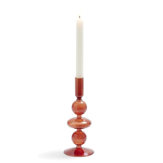 Bougeoir chandelier verre ambre &Oslash;8,7xH21,5cm