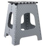 Tabouret marche pied pliant noir et gris H44 cm