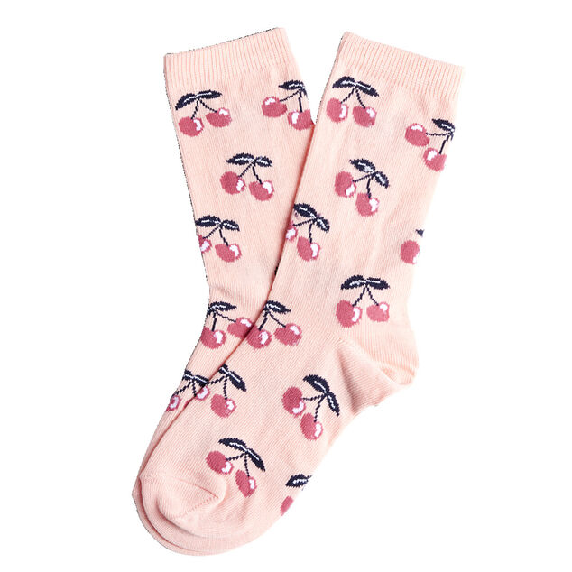 Chaussettes fille roses motifs cerises T26/35