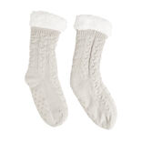 Chaussettes d'int&eacute;rieur doubl&eacute;es peluche gris TU