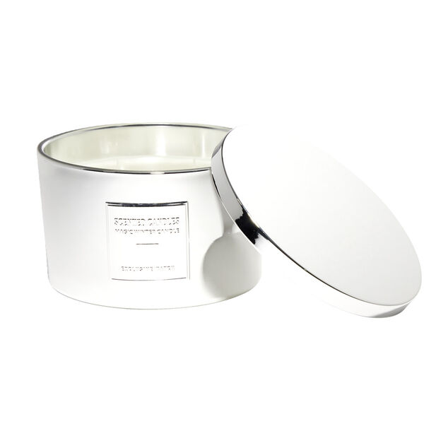 Bougie avec couvercle pot métallisé gris senteur fleur d'oranger 30H