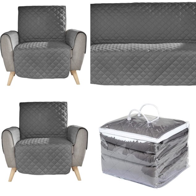 Set prot&egrave;ge canap&eacute; 3 places et prot&egrave;ge fauteuil 1 place x2