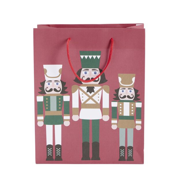 Sac cadeau Noël motif soldat Casse Noisette rouge et vert 26x12xH32,5cm