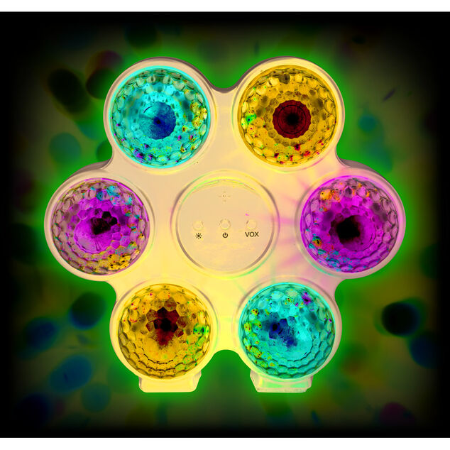 Jeu de lumi&egrave;re 6 boules disco RGB 3 programmes 24x22,8cm