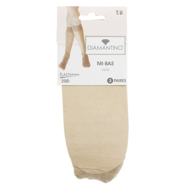 Mi-bas voile beige 20D x3