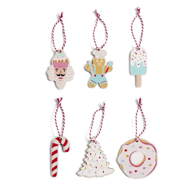 D&eacute;coration &agrave; suspendre No&euml;l en bois Candyland 6 pi&egrave;ces