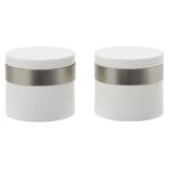 Embout de tringle en bois Blanc bague m&eacute;tal &Oslash;28mm x2