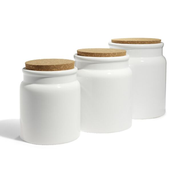 Bocal en céramique avec couvercle en liège Ø14,5xH17cm