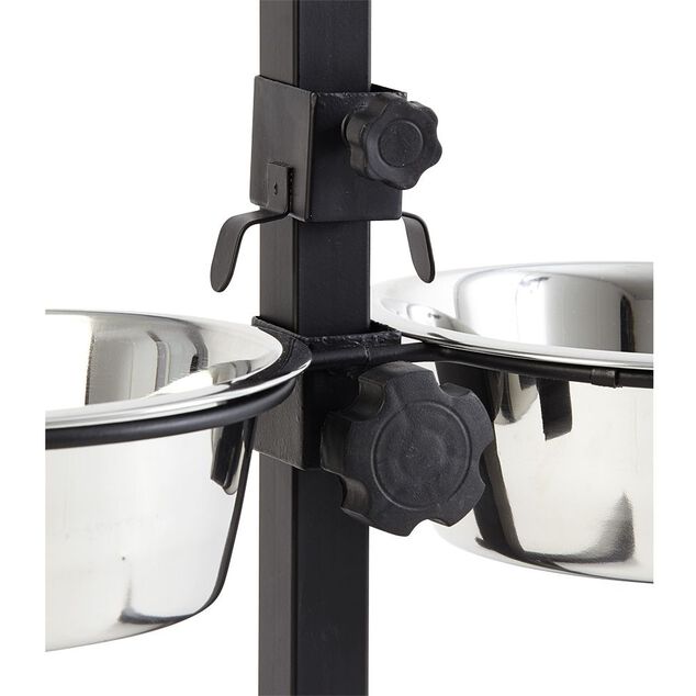 Gamelle double sur pied hauteur ajustable inox