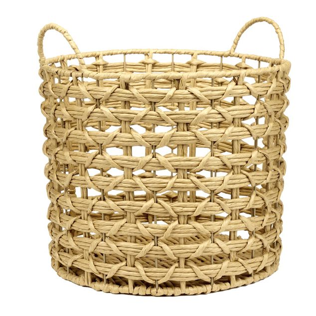 Pani&egrave;re ronde papier tress&eacute; et m&eacute;tal &Oslash;35xH35cm