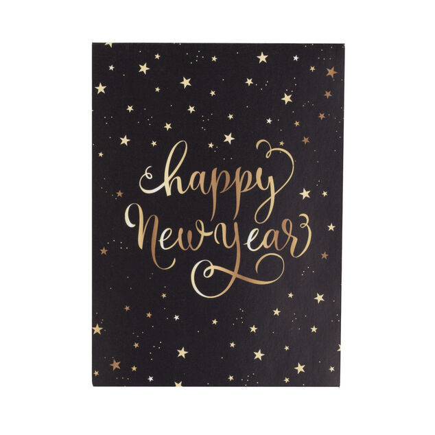 Set de marque place x8 et menu en papier noir Happy New Year L11xH30,4cm