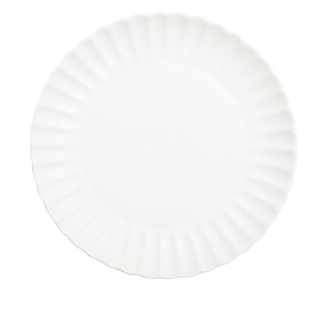 Assiette plate Venise rebord ondul&eacute; fa&iuml;ence blanc &Oslash;26cm