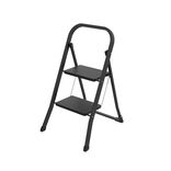 Marchepied 2 marches acier noir 90x46,5xH55cm